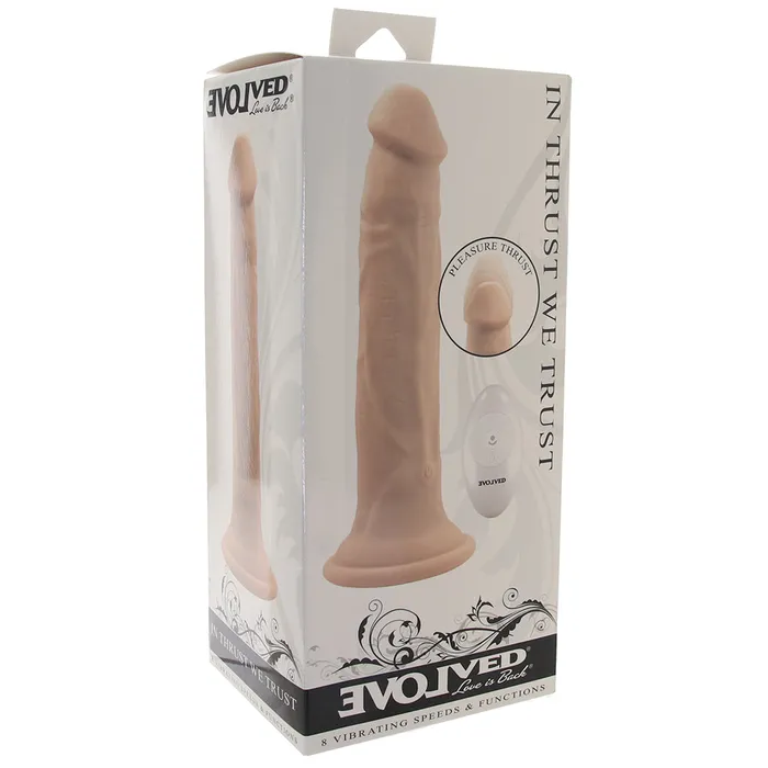 Vibrators Evolved Novelties In Thrust We Trust 95 Inch Thrusting Vibe in Light