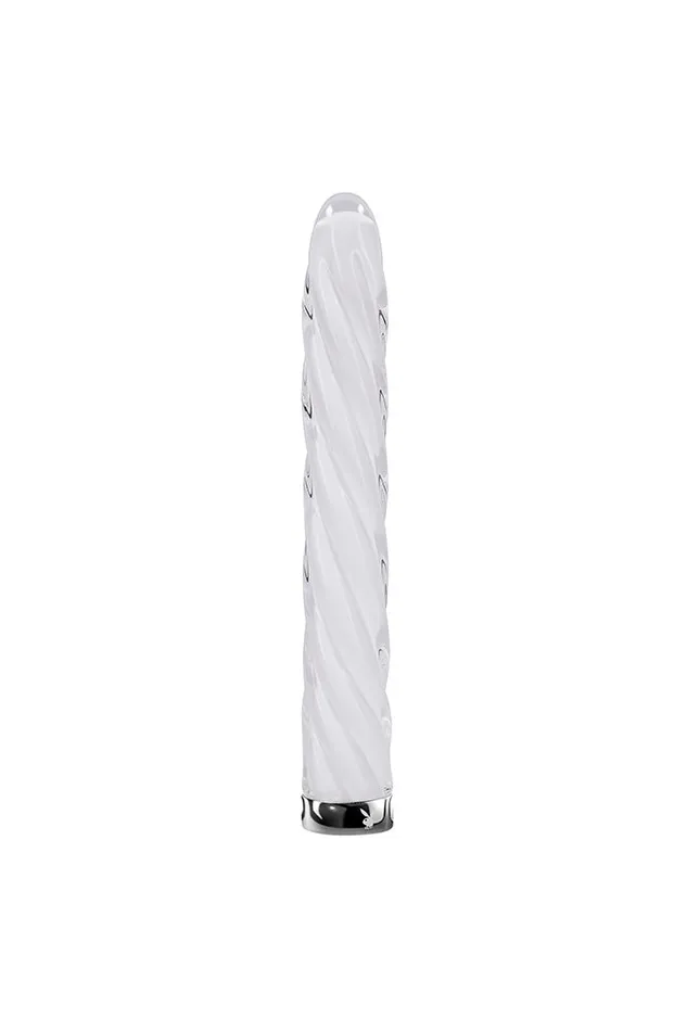 Playboy In A Twist Glass Vibrator ClearWhite Evolved Female Sex Toys
