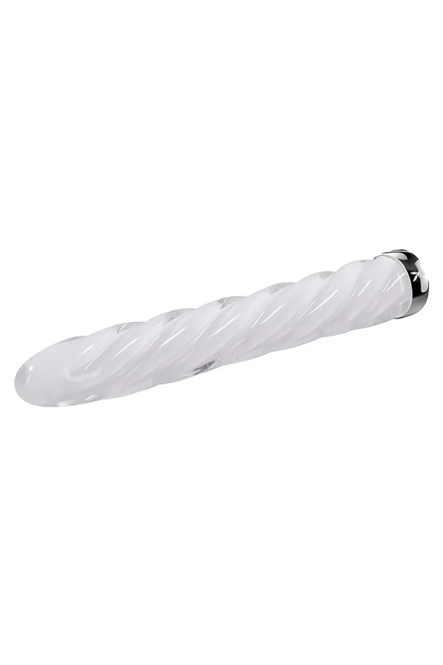 Playboy In A Twist Glass Vibrator ClearWhite Evolved Female Sex Toys