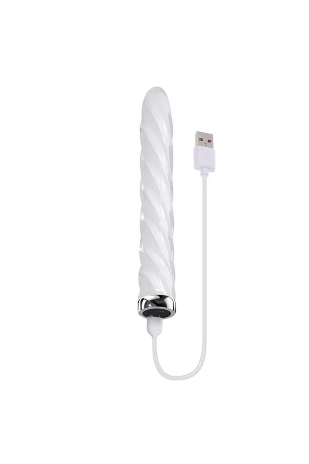 Playboy In A Twist Glass Vibrator ClearWhite Evolved Female Sex Toys