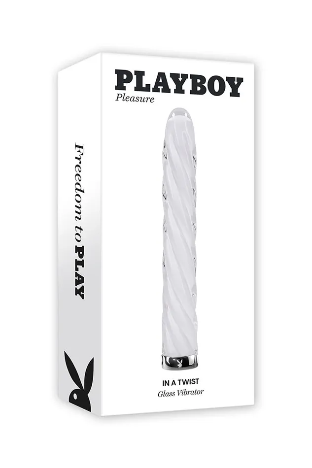 Playboy In A Twist Glass Vibrator ClearWhite Evolved Female Sex Toys
