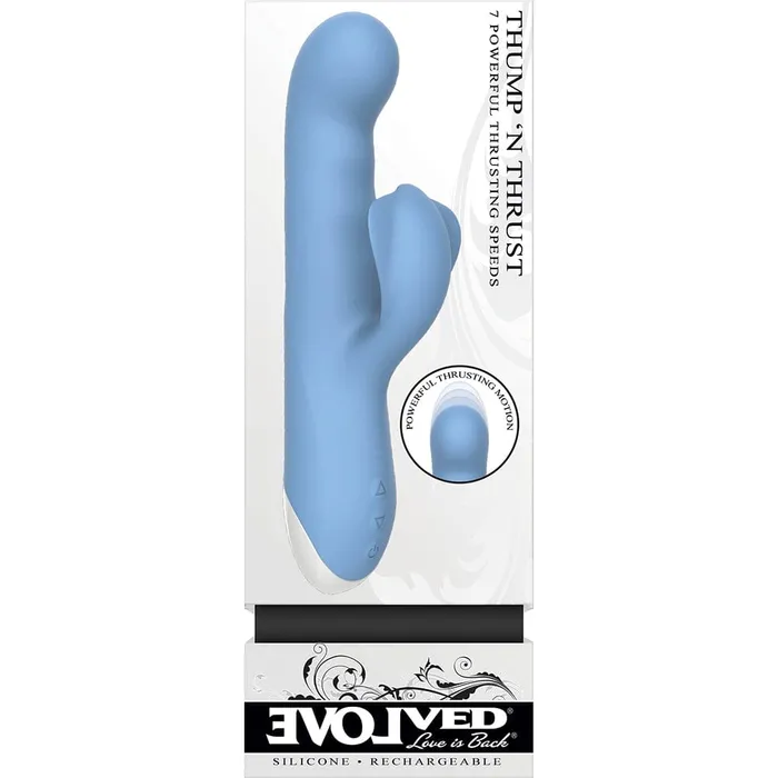 Evolved Evolved Thump and Thrust Powerful Rabbit Vibrator Blue Vibrators