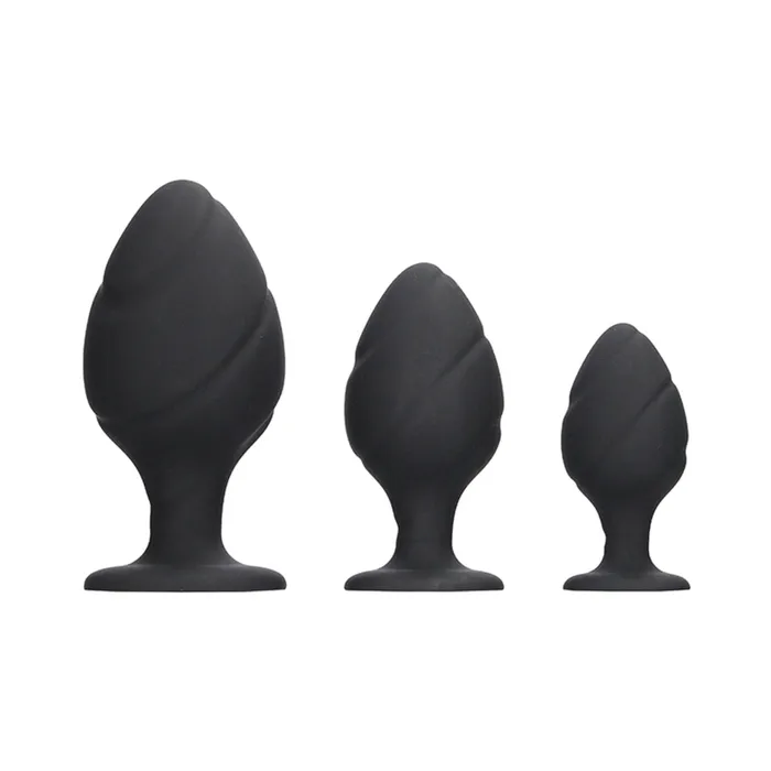 Anal Ouch Swirled Butt Plug Set Black Shots America LLC