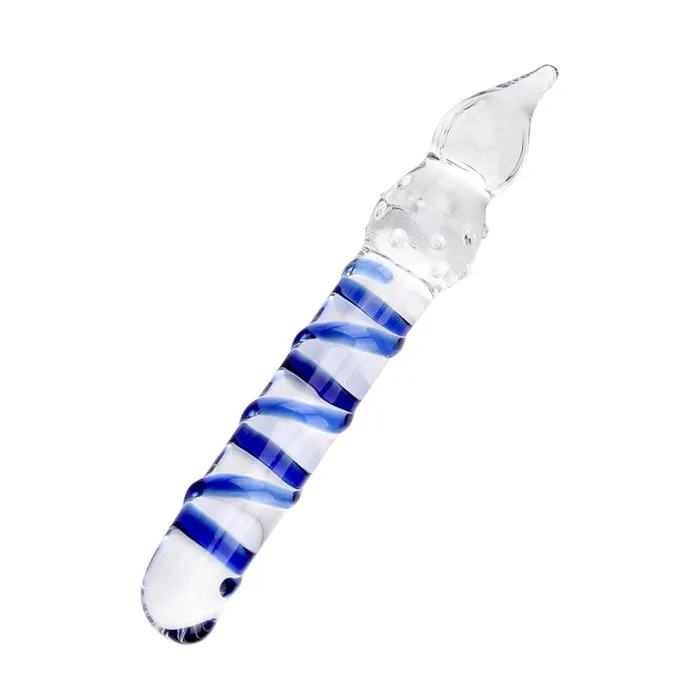 Anal Love Plugs Ribbed Anal Blue Glass Dildo Anal Love Plugs Ribbed Anal Blue Glass Dildo