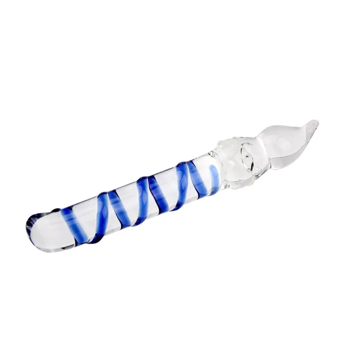 Anal Love Plugs Ribbed Anal Blue Glass Dildo Anal Love Plugs Ribbed Anal Blue Glass Dildo