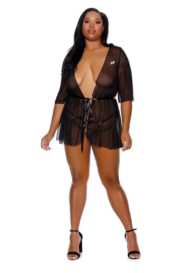 Barely Bare Anal Barely Bare Sheer Black Peignoir